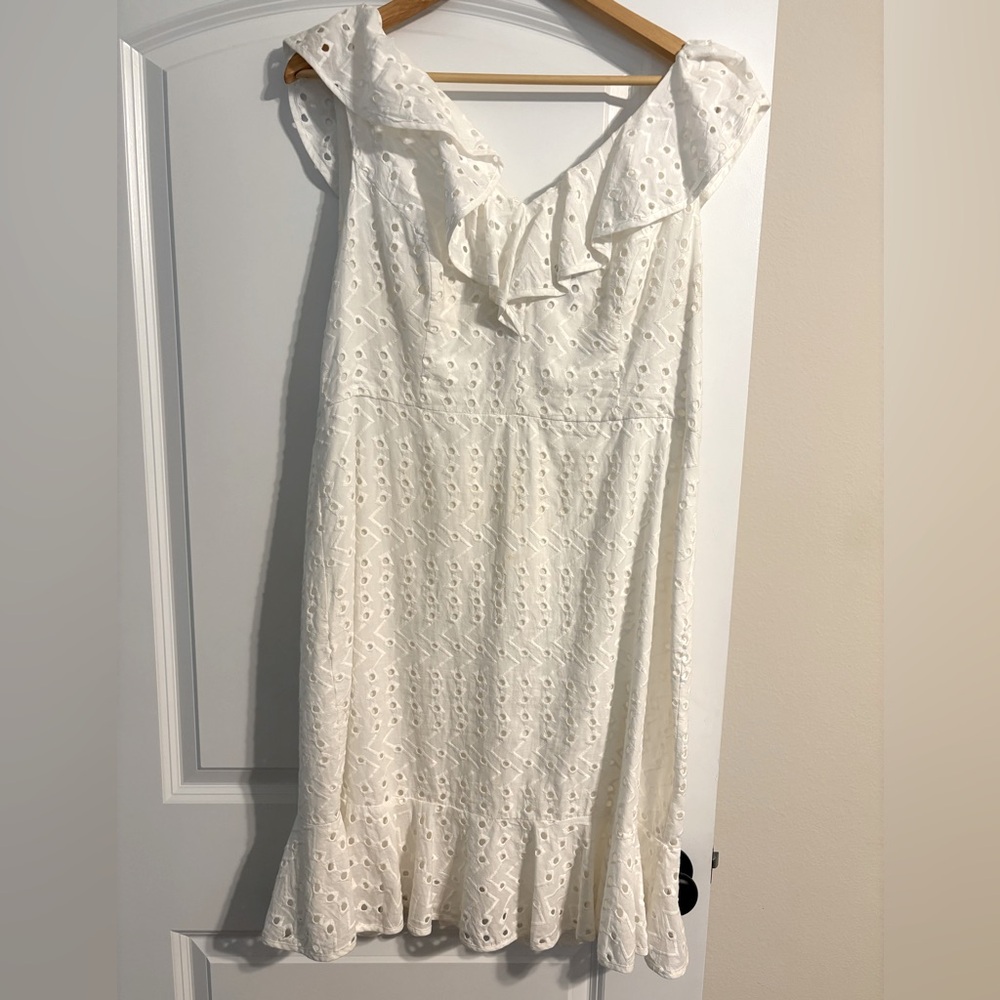 DKNYC White Eyelet Midi Dress